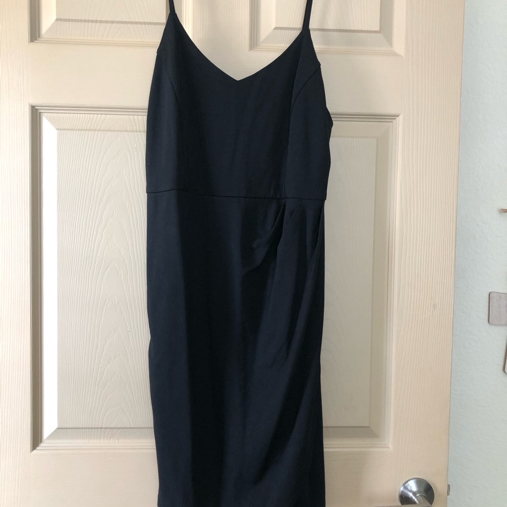 Boss Black Midi Slip Dress with V-Neck